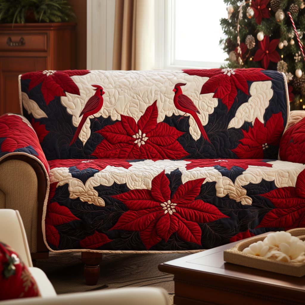 Christmas Joy Quilted Sofa Cover Holiday Living Christmas Decor Family Gift Ideas