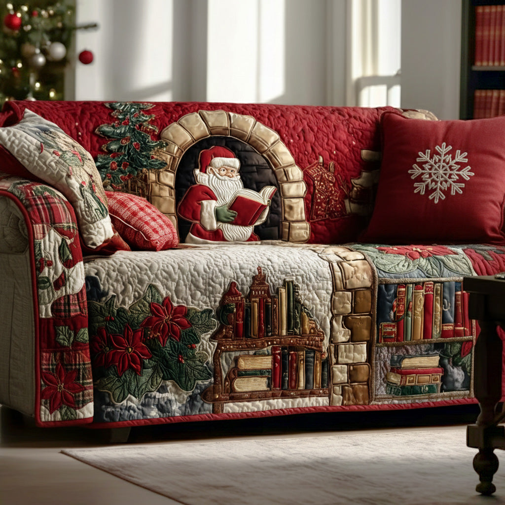 Christmas Library Quilted Sofa Cover Best Sofa Cushion Covers Book Presents For Him