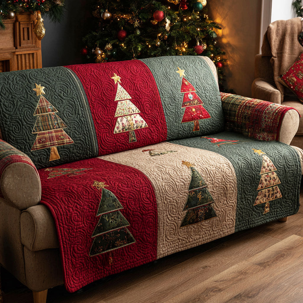 Christmas Pine Quilted Sofa Cover Holiday Living Decorations Best Gifts For Mother In Law