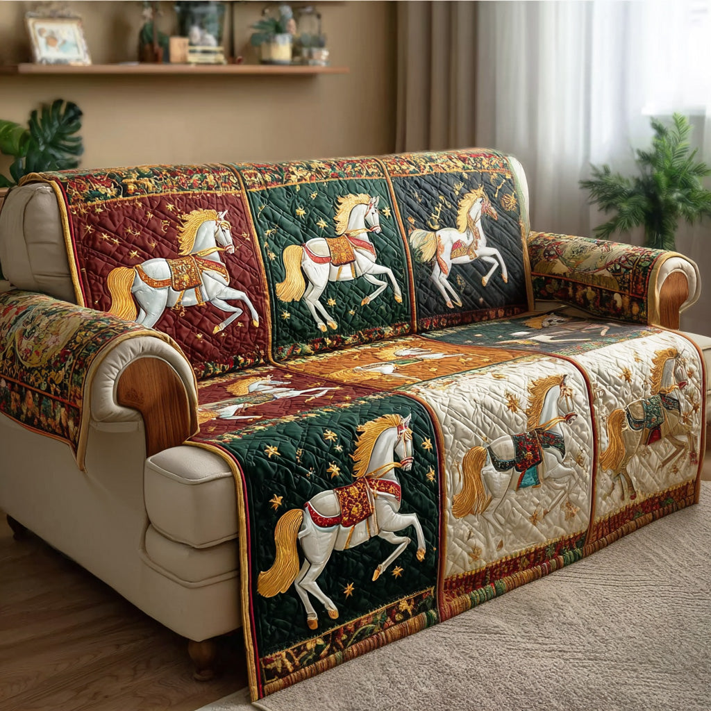 Christmas Stable Quilted Sofa Cover Christmas Family Room Decor Great Gifts For Horse Lovers