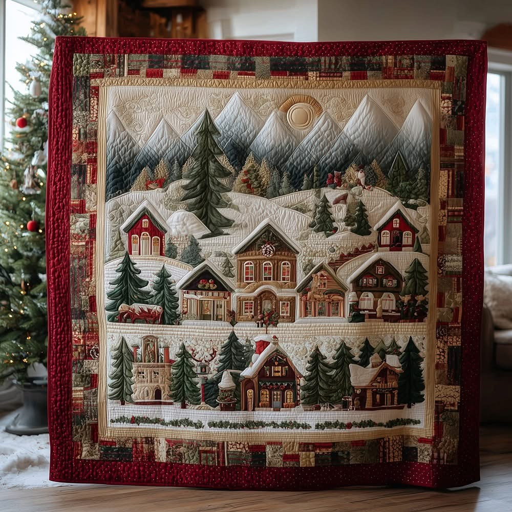 Christmas Town Quilted Blanket Xmas 2025 Present Ideas For Your Relatives