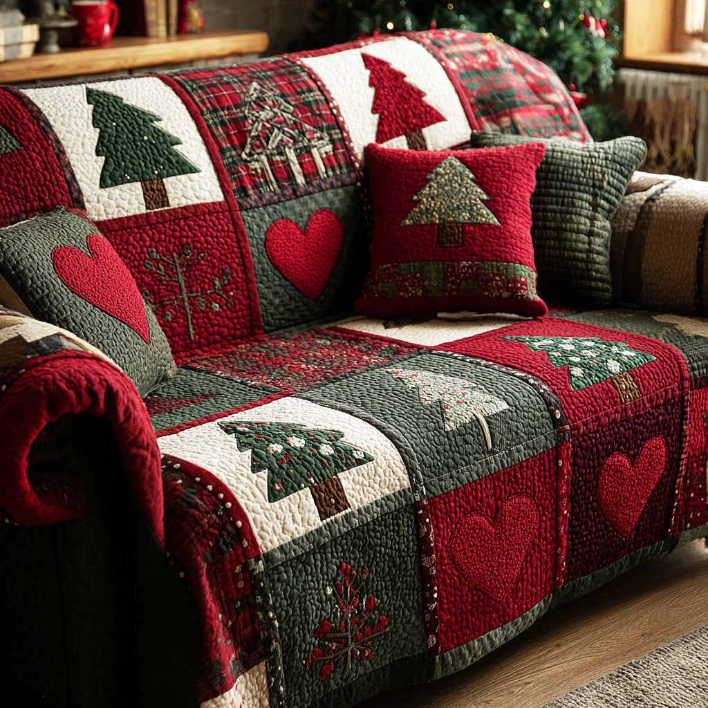 Christmas Twin Hearts Quilted Sofa Cover Holiday Living Christmas Decor Christmas Presents For Mom
