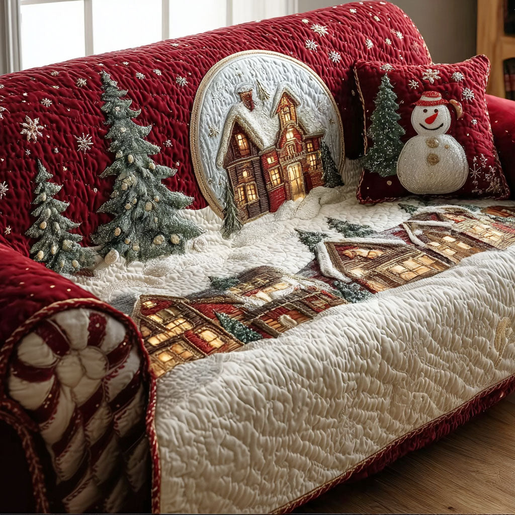 Christmas Village Quilted Sofa Cover Christmas Living Decor Family Ideas For Christmas Gifts
