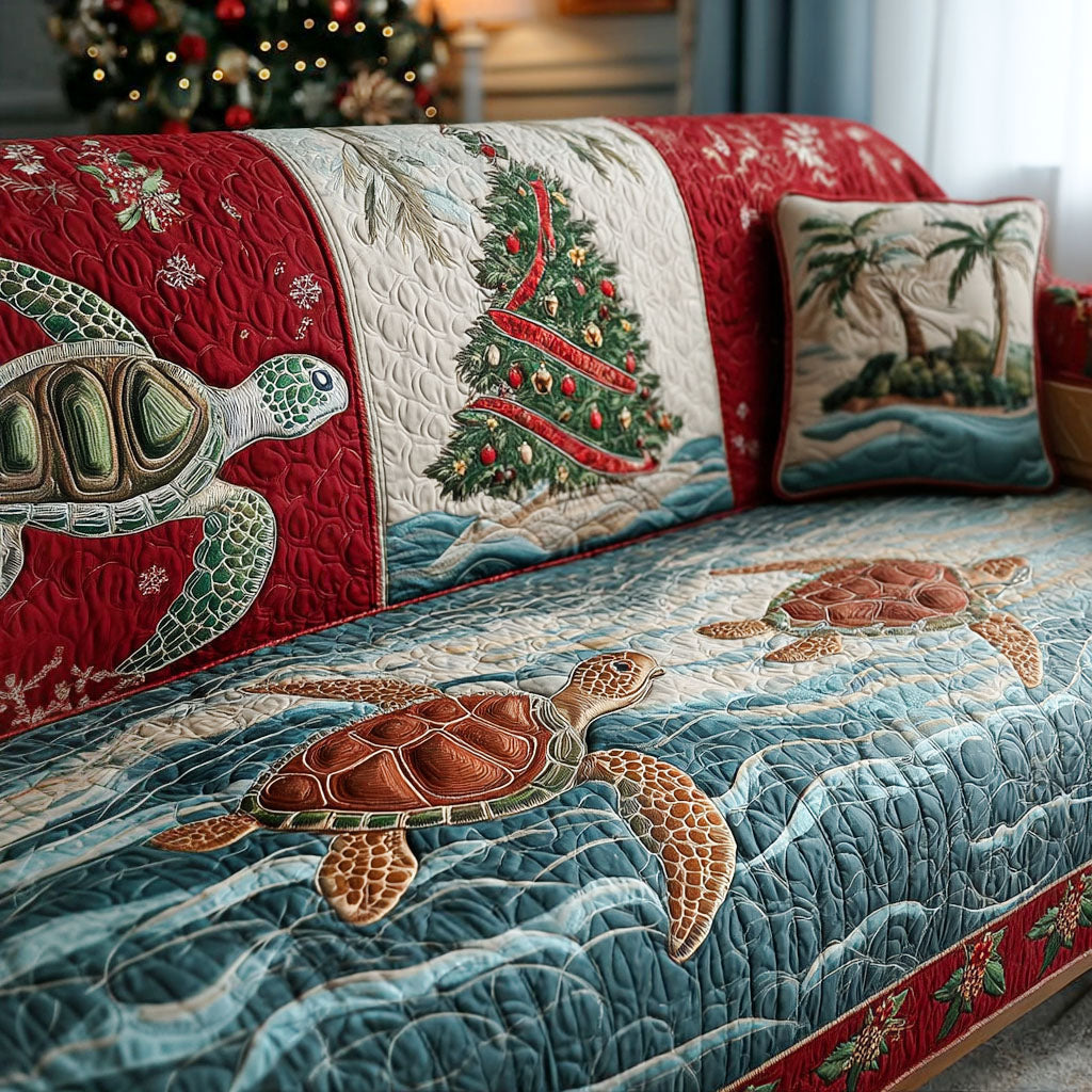 Christmas Wave Turtle Quilted Sofa Cover Christmas Couch Covers Sea Turtle Gift Shop
