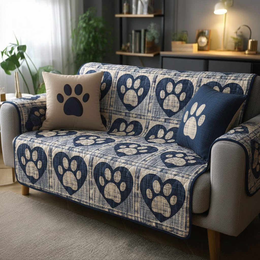 Classic Paw Plaid Quilted Sofa Cover Best Slipcovers Best Christmas Present For Dog