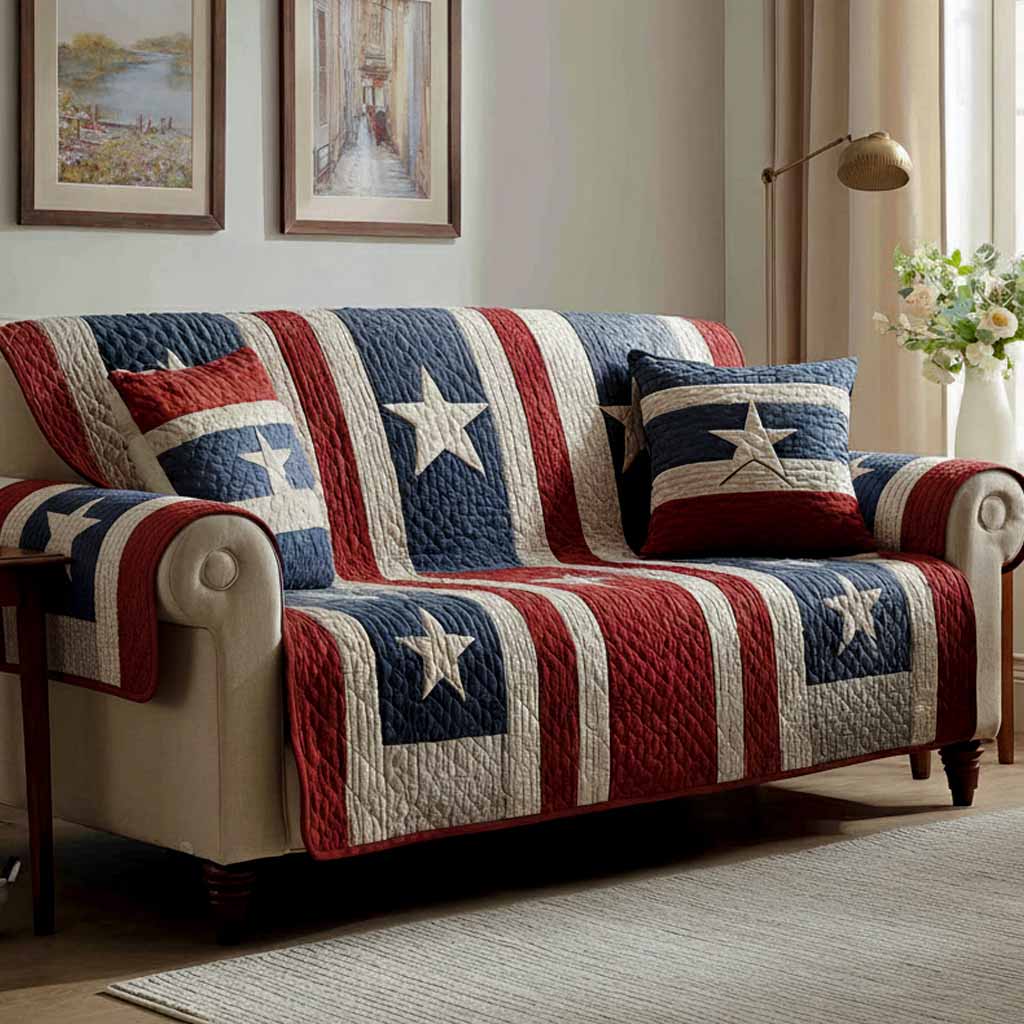 Classic Stripes Quilted Sofa Cover Living Decor Ideas Bonus Mom Gifts Mother's Day Ideas