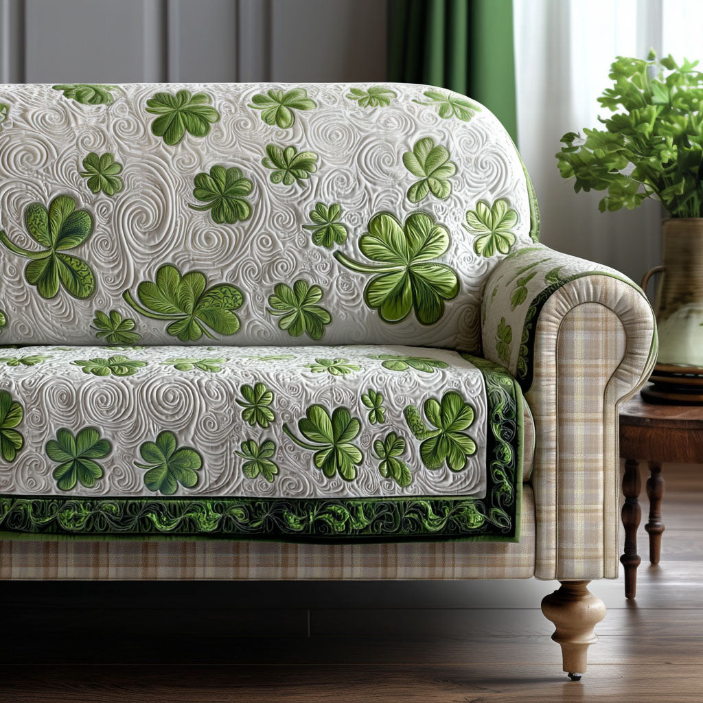 Clover Haven Quilted Sofa Cover Best Sofa Slipcovers Saint Patrick Gift