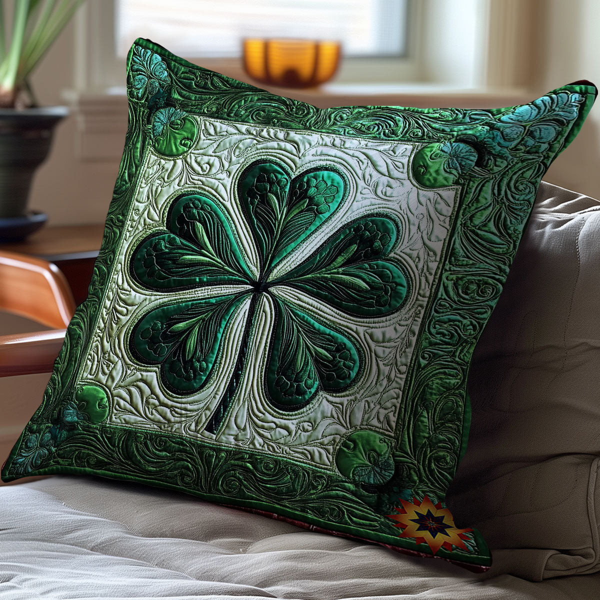 Clover Quilt Pillow Case Sofa Pillow Covers Happy Saint Patrick'S Day Gifts