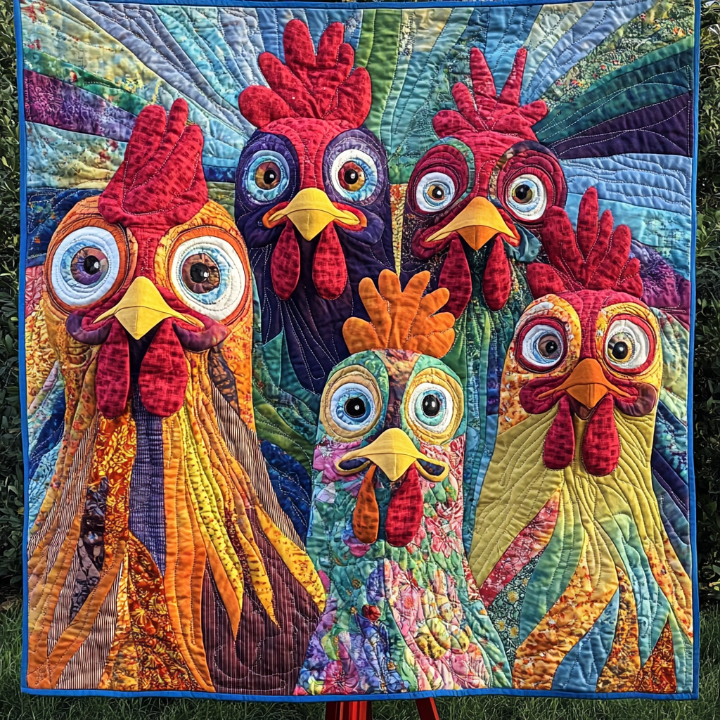 Cluckin Crazy Quilted Blanket Comforter Sets Queen Chicken Gifts For Women
