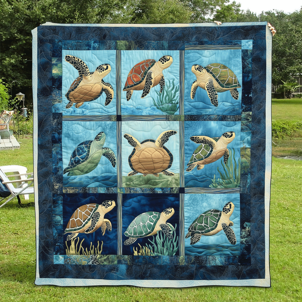 Coastal Bliss Quilted Blanket Best King Sheets Turtle Gifts For Turtle Lovers