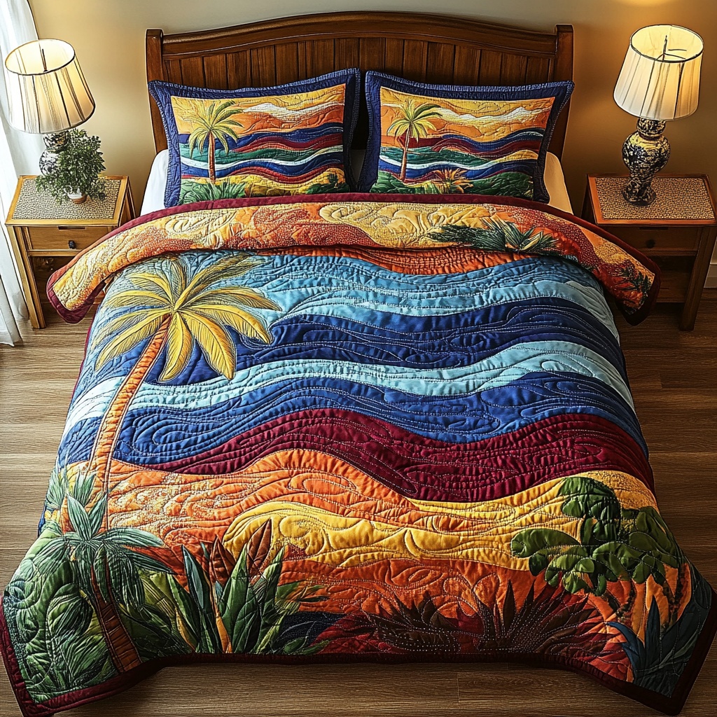 Coastal Breeze Quilted Bedding Set Ocean Nautical Bedroom Decor Best Gift For Beach Lovers