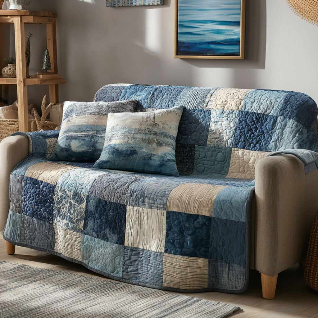 Coastal Breeze Quilted Sofa Cover Couch Covers Sofa Cover Christmas Presents For Beach Lovers