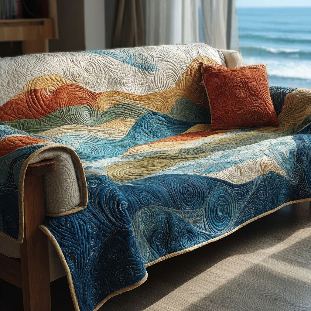 Coastal Curl Quilted Sofa Cover Sofa Saver Covers Unique Gifts For Ocean Lovers