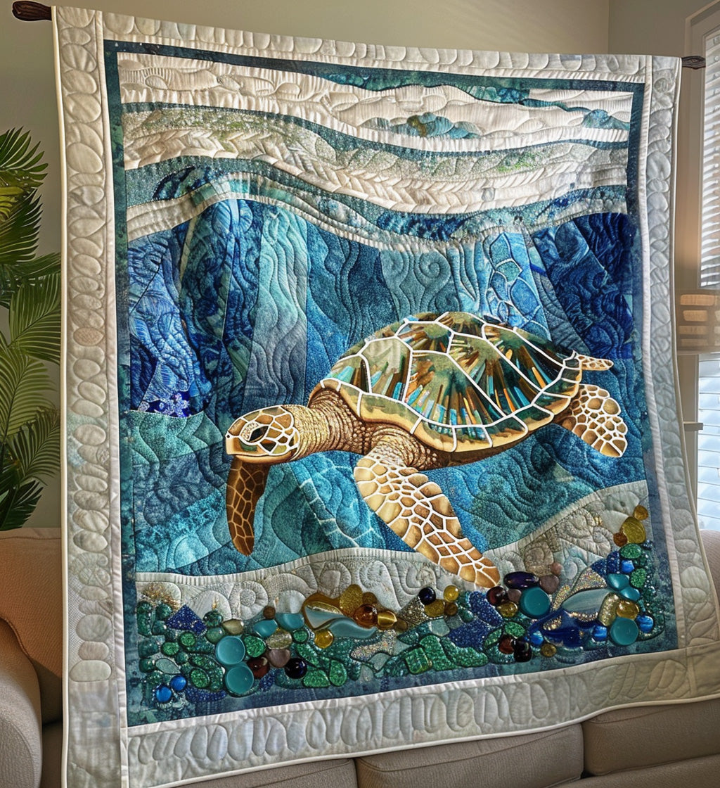 Coastal Dreams Quilted Blanket Bedroom Room Decor Turtle Gift Idea