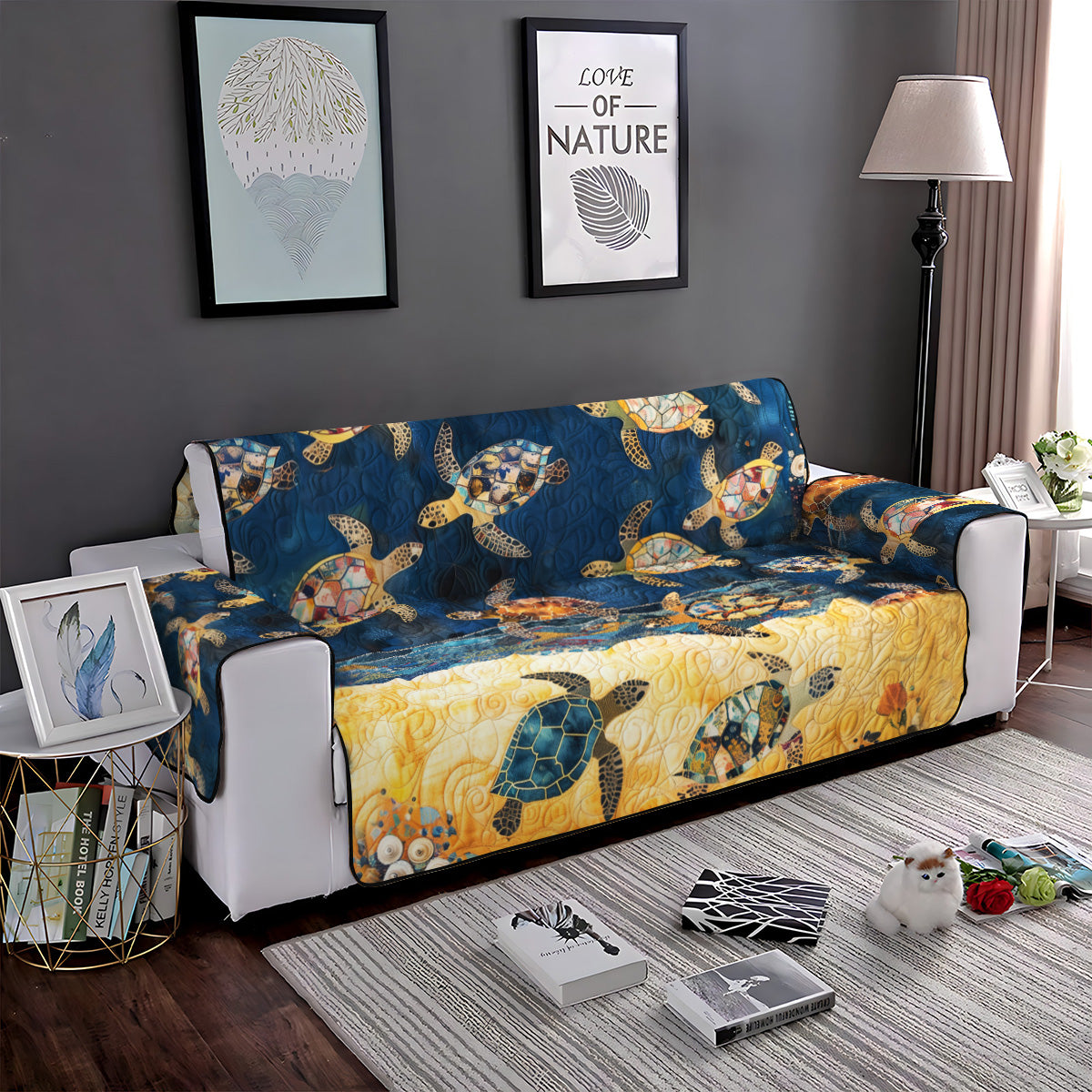 Coastal Dreams Quilted Sofa Cover Sofa Protector Summer Beach Themed Stuff - Image 5