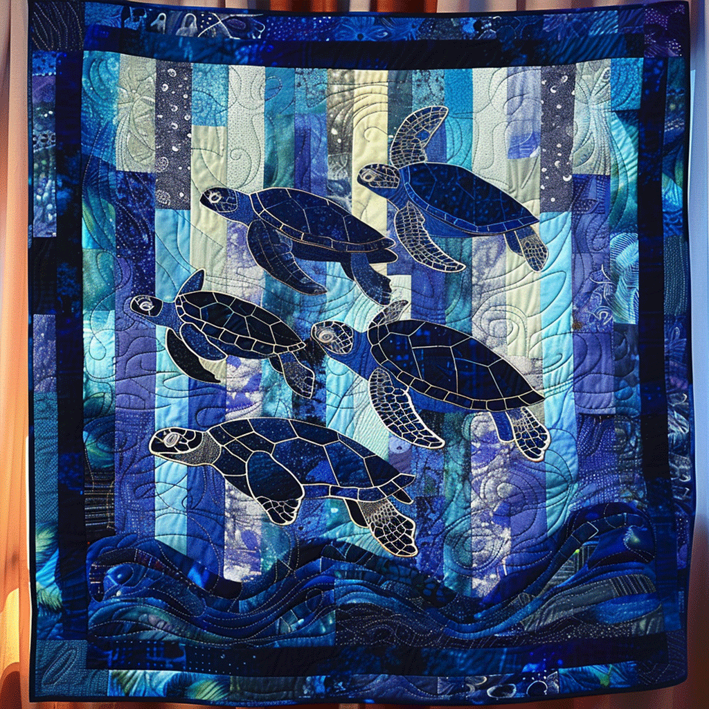 Coastal Haven Quilted Blanket Boho Bedroom Furniture Sea Turtle Gift Ideas