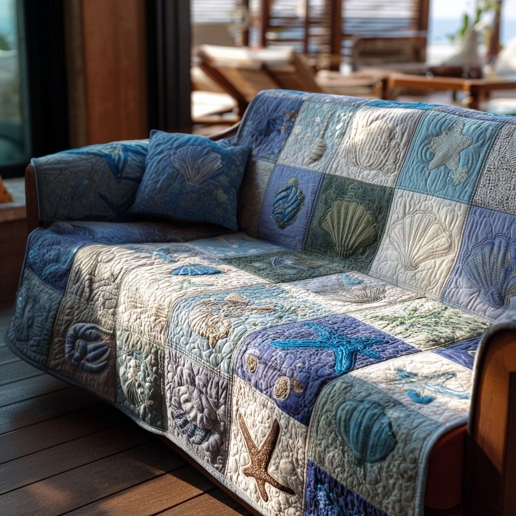 Coastal Reverie Quilted Sofa Cover Nice Couch Covers Presents For Ocean Lovers