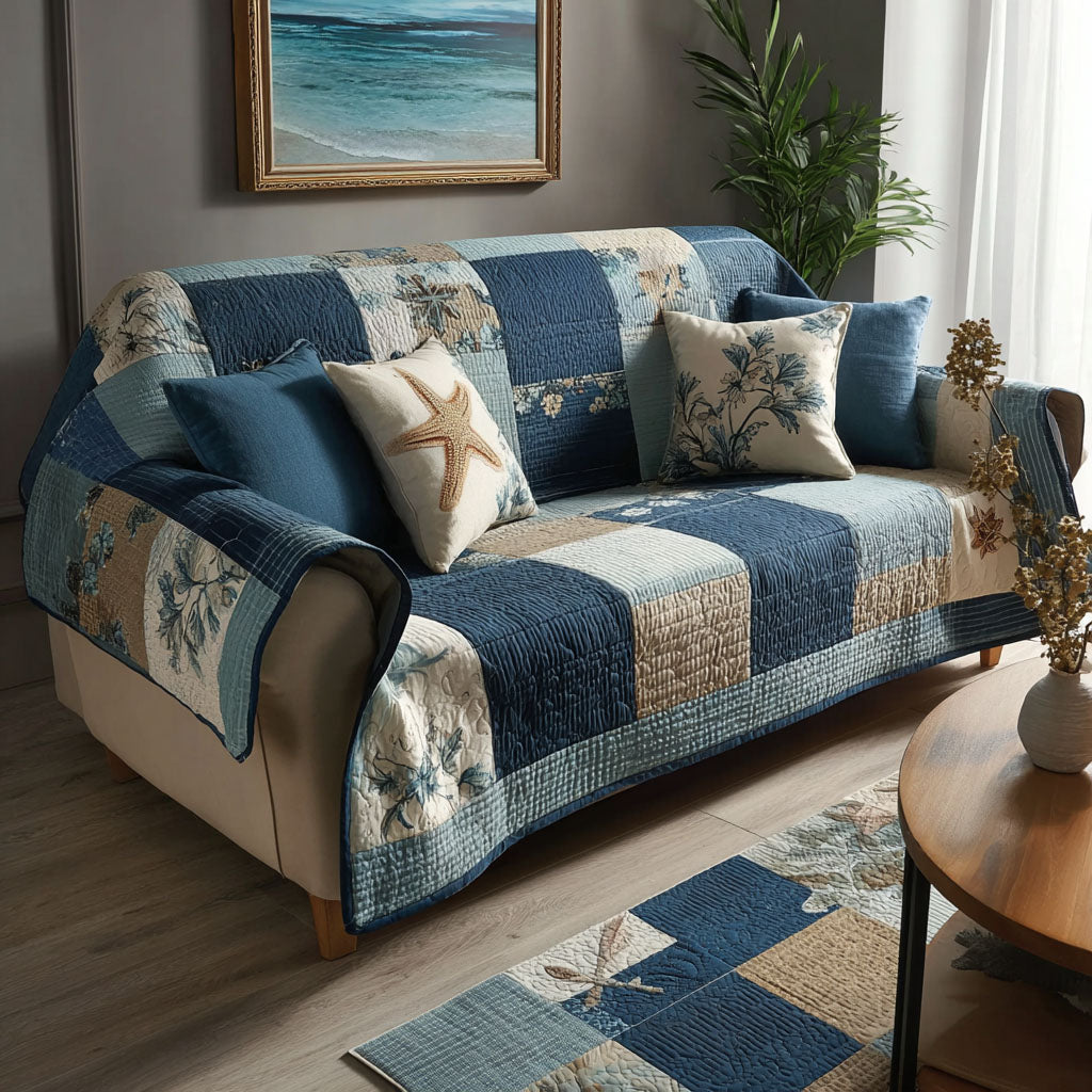 Coastal Rhythm Quilted Sofa Cover Indoor Decor Christmas Gifts For The Beach Lover