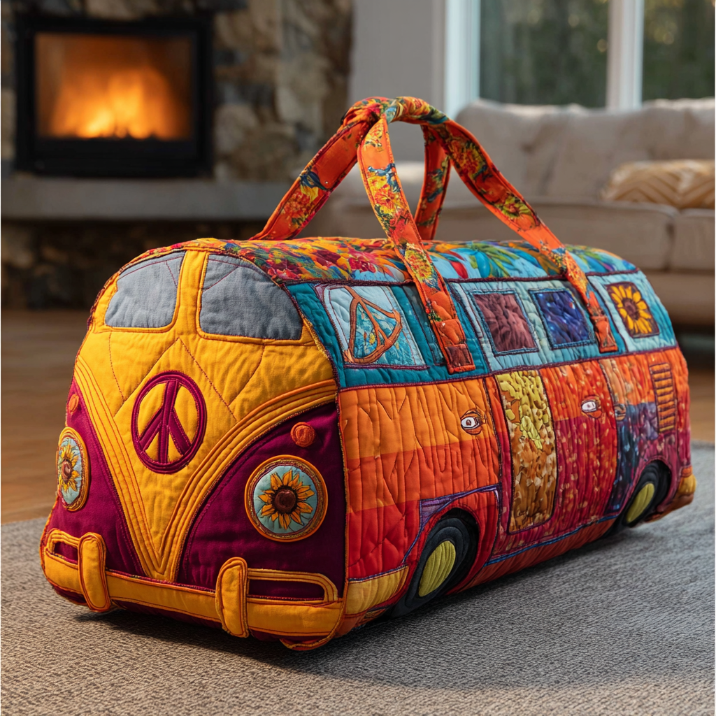 Color Road Quilted Duffle Bag Womens Large Travel Duffel Bag Hippy Christmas Gifts