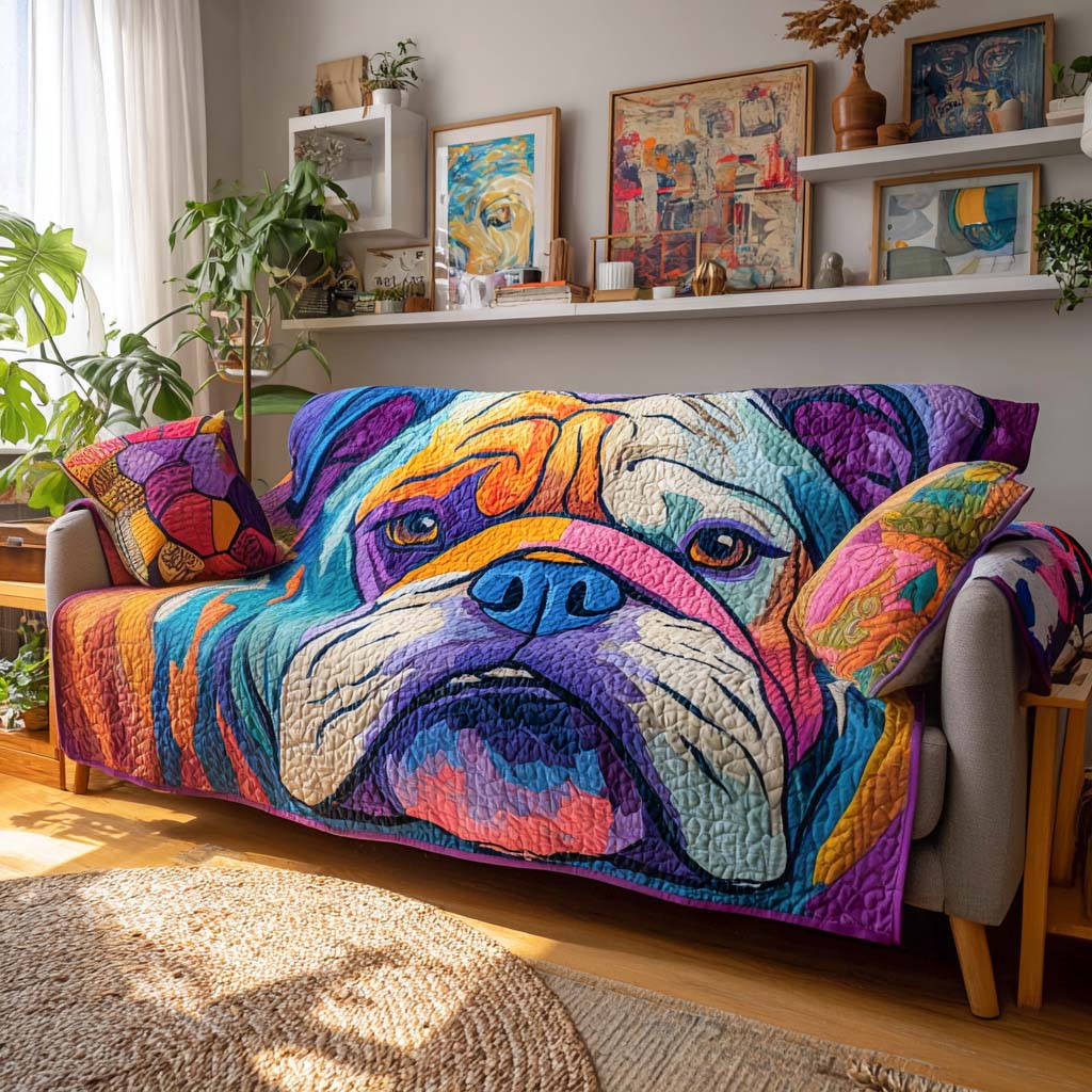 Colorburst Buddy Quilted Sofa Cover Sofa Chaise Cover Xmas Present For Dog Lovers