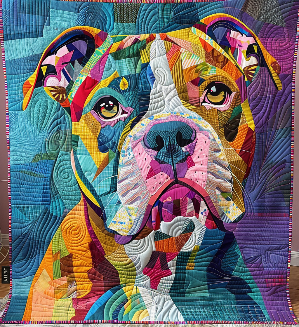 Colorburst Pup Charm Quilted Blanket Bed Decorations Perfect Gift For Dog Lovers