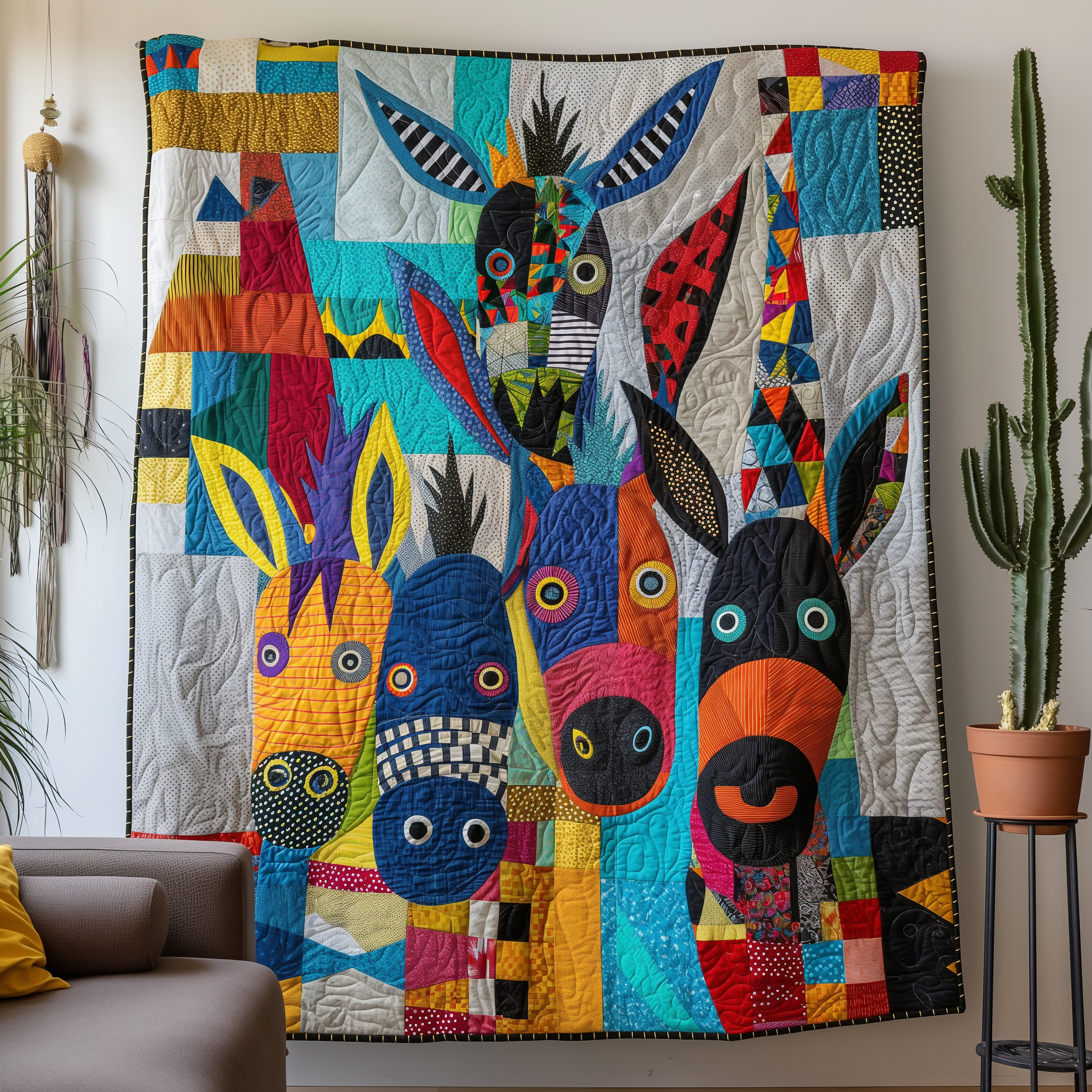 Colorful Donkey Delight Quilted Blanket Best Bed Sheet Set Moms Day Gifts