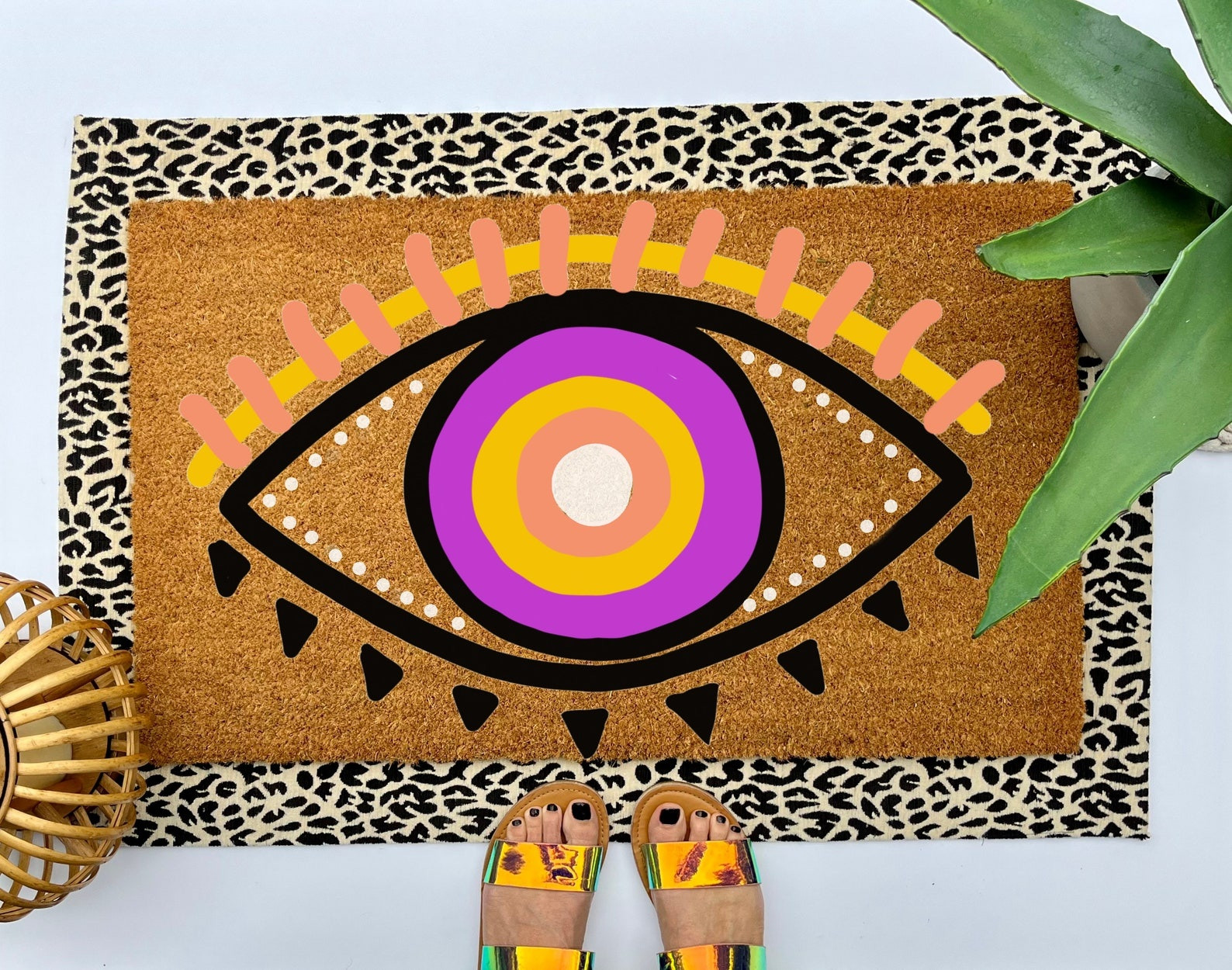 Colorful Evil Eye Doormat Boho And Mystical Welcome Mat For Front Porch Housewarming Gifts