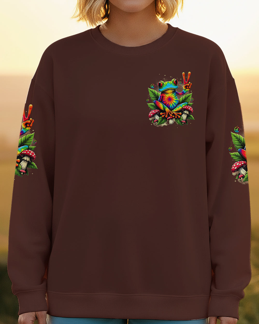 Colorful Frog Be You The World Will Adjust Sweatshirt Vibrant Inspirational Quote Gift Ideas - Image 2