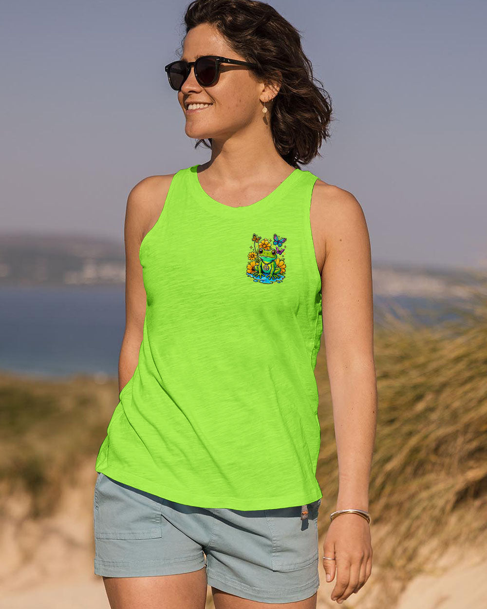 Colorful Frog Be You The World Will Adjust Tank Top Motivational Quote Merch Gift For Her - Image 2