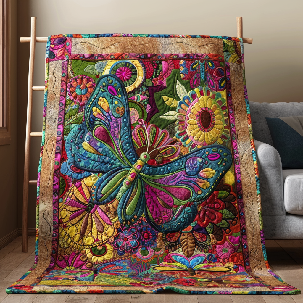 Colorful Mandala Butterfly Quilted Blanket Bedsheet Comforter Set Mothersday Gifts