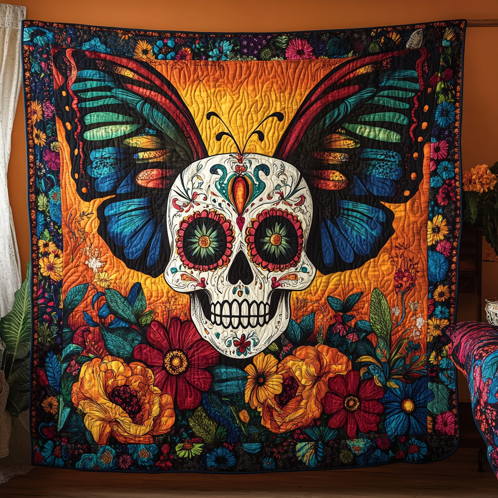 Colorful Sugar Skull Quilted Blanket Good Sheet Sets Dia De Los Muertos Gift Ideas