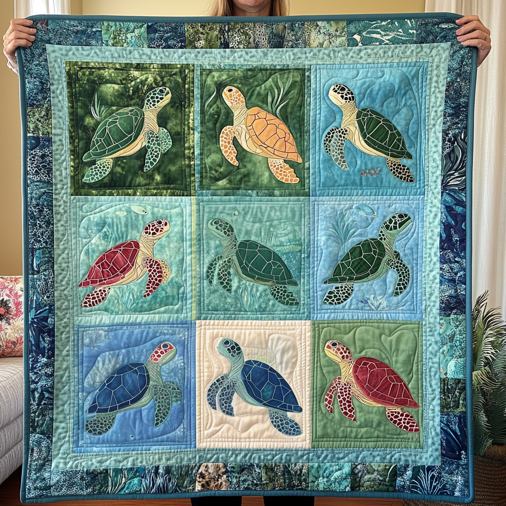 Coral Reef Comfor Quilted Blanket Bedroom Decor Gifts With Turtles On Them