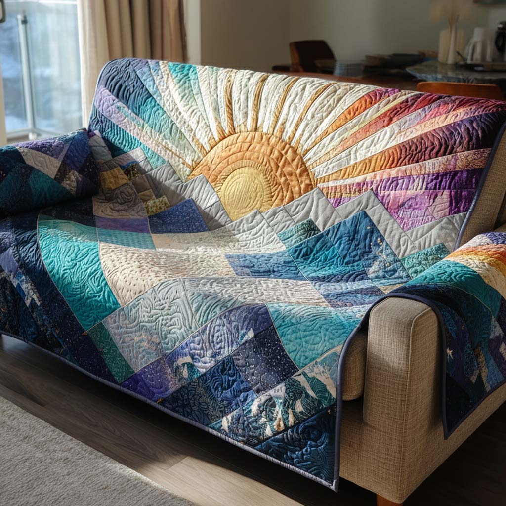 Coral Sunrise Quilted Sofa Cover Christmas Family Room Decor Christmas Ideas