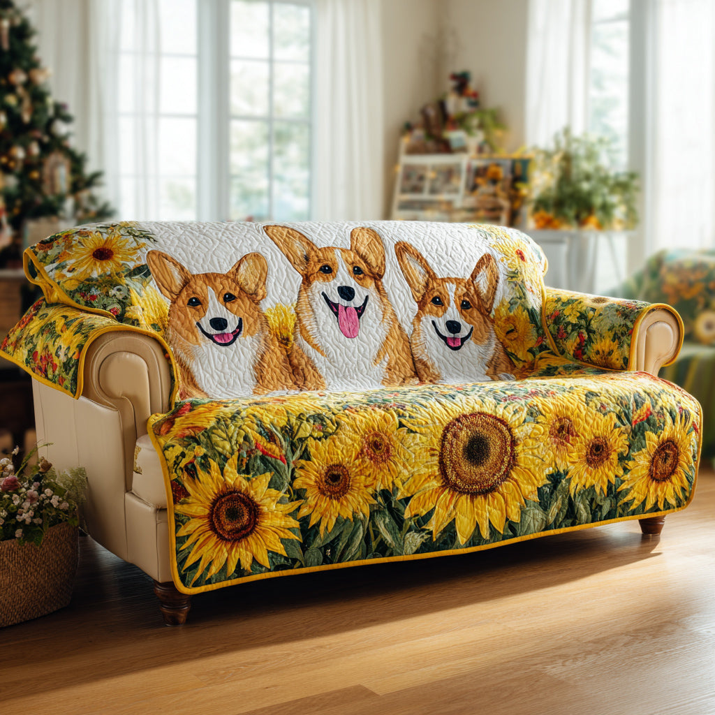 Corgi Aura Quilted Sofa Cover Sofa Blanket Cover Corgi Christmas Gifts