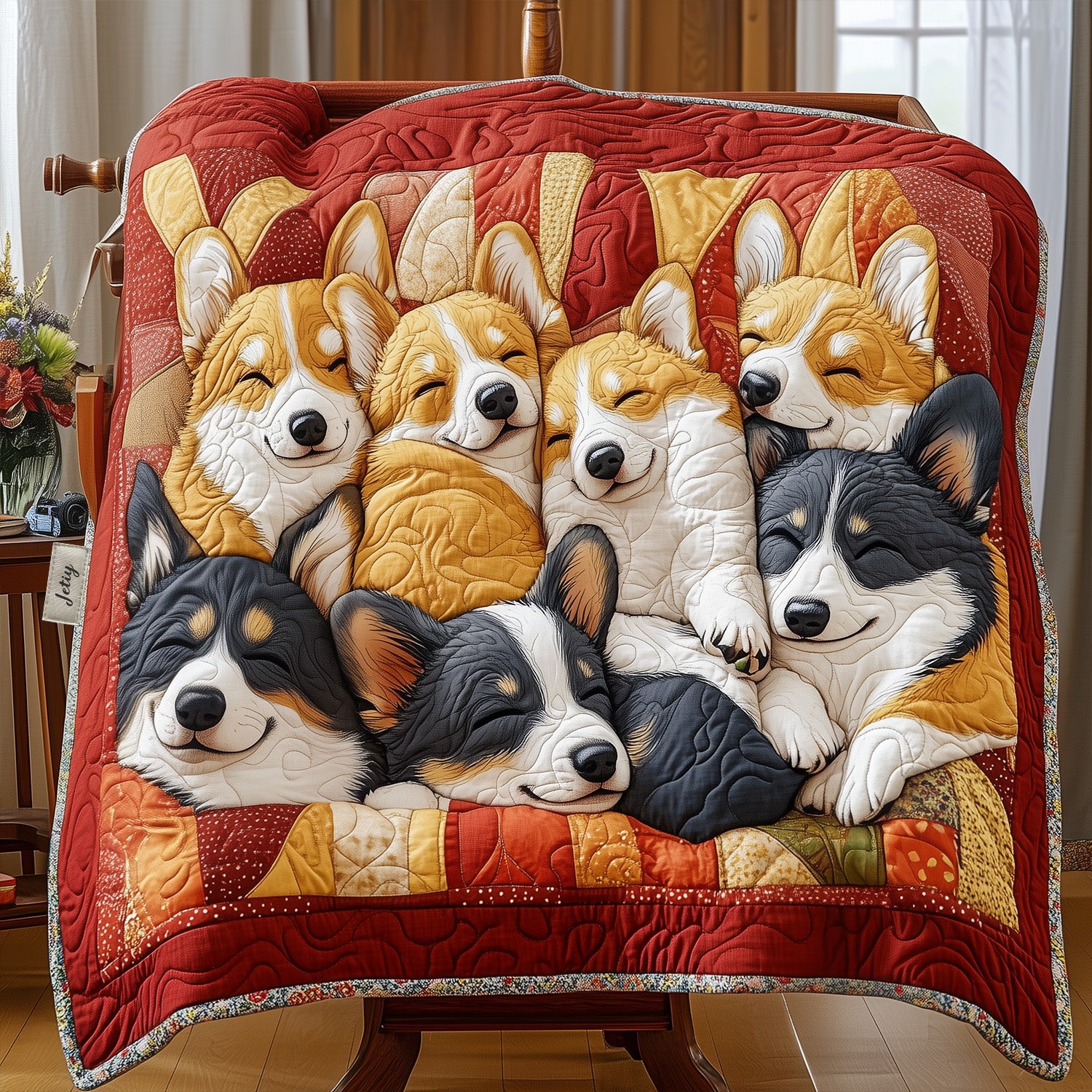 Corgi Cuddle Squad Quilted Blanket Bedroom Decor Corgi Merchandise