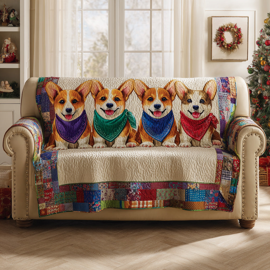 Corgi Delight Quilted Sofa Cover Couch Seat Covers Presents For Corgi Lovers