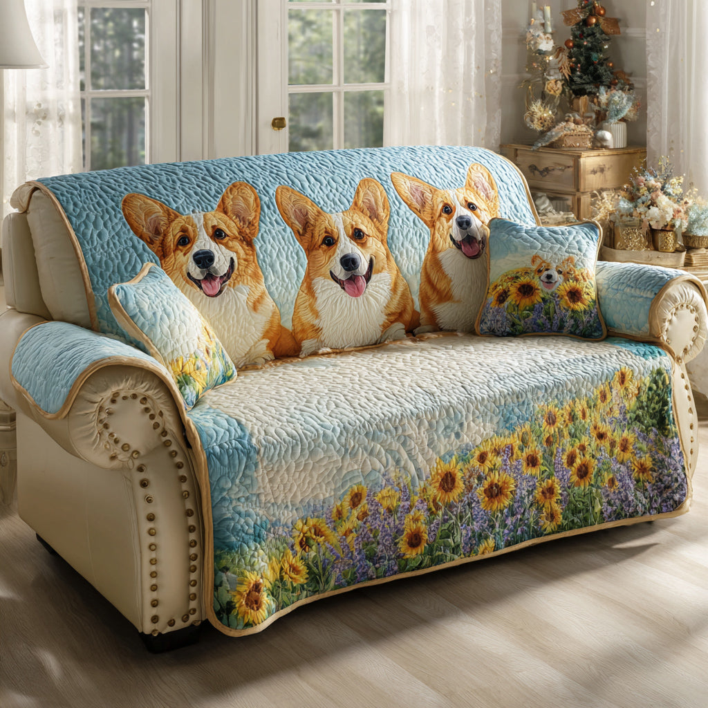 Corgi Haven Quilted Sofa Cover Sofa Chair Covers Corgi Merchandise