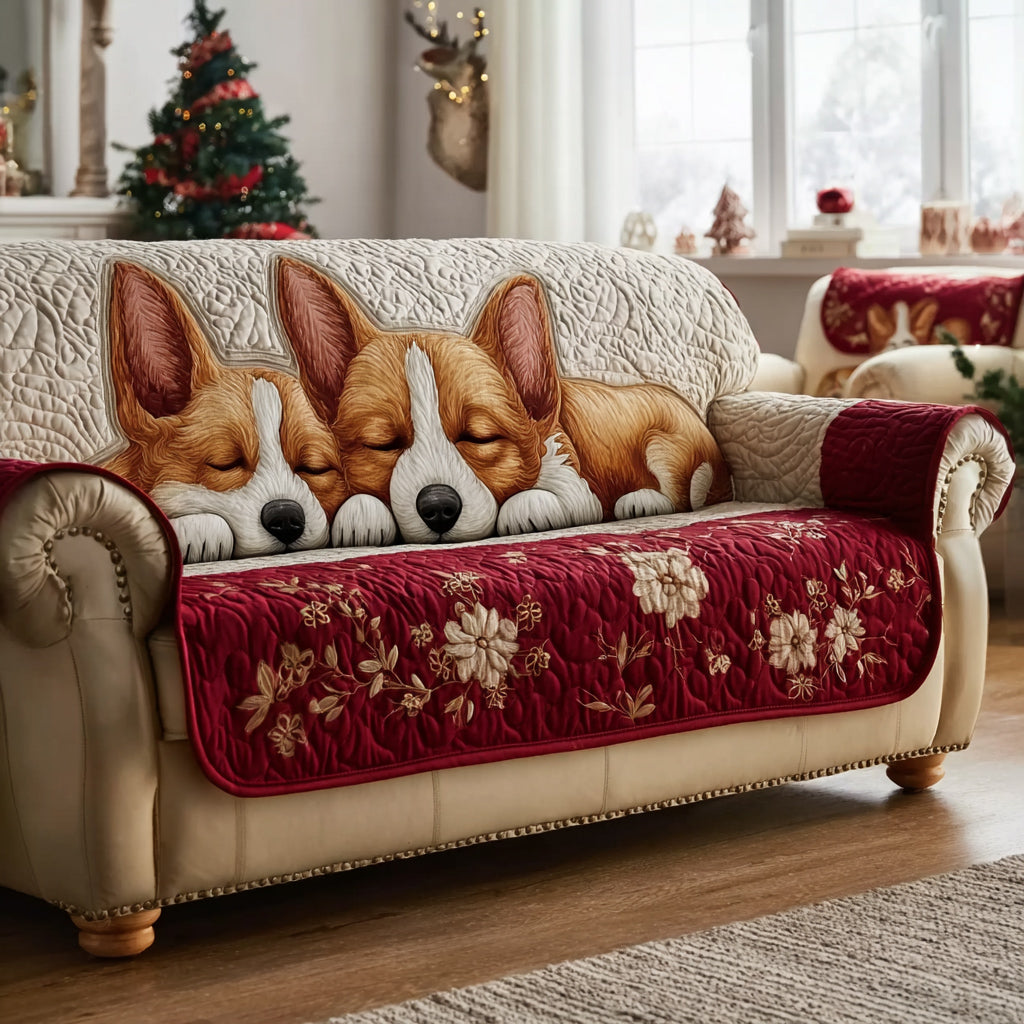 Corgi Joy Quilted Sofa Cover Couch Cover Sofa Corgi Gifts For Him Her