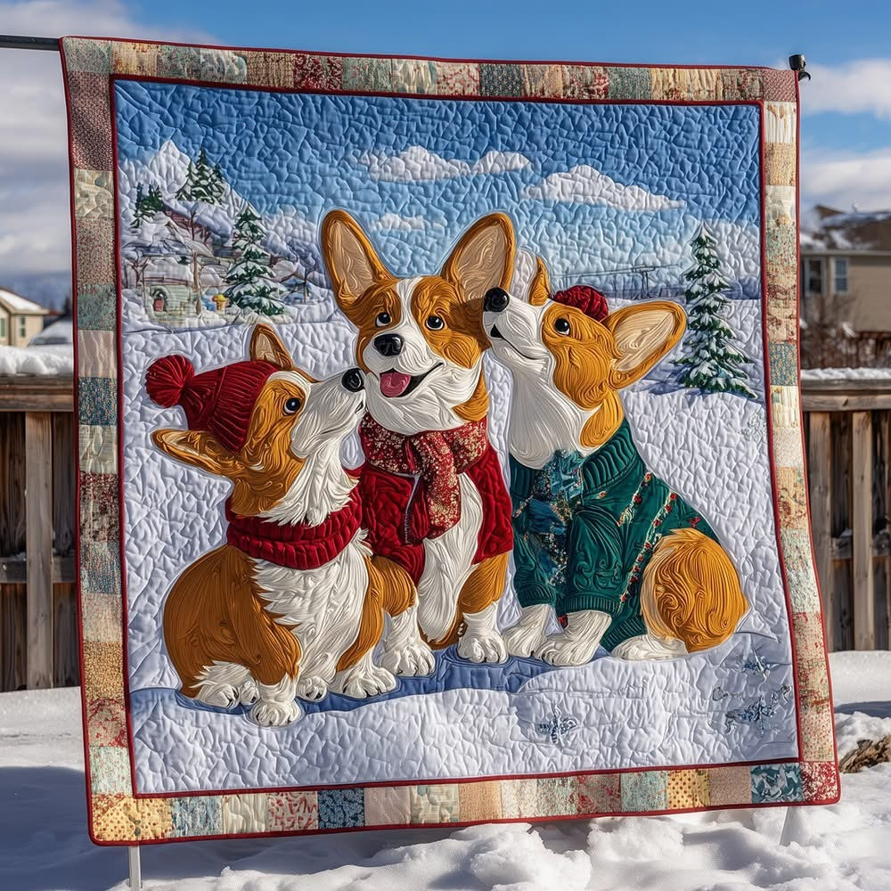 Corgi Quilted Blanket Awesome Dog Presents For Humans Xmas Holiday 2025