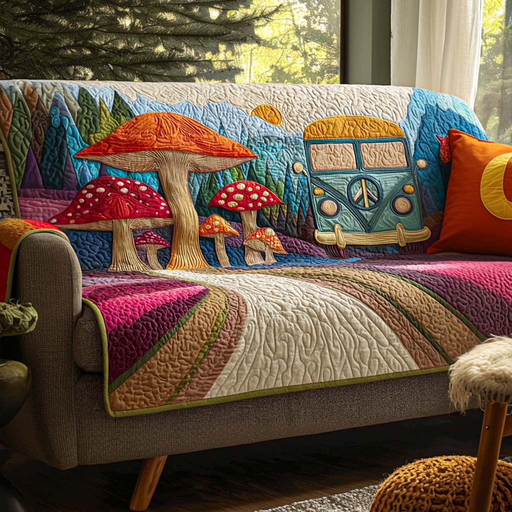 Cosmic Freedom Quilted Sofa Cover Holiday Living Decorations Hippy Gifts For Her