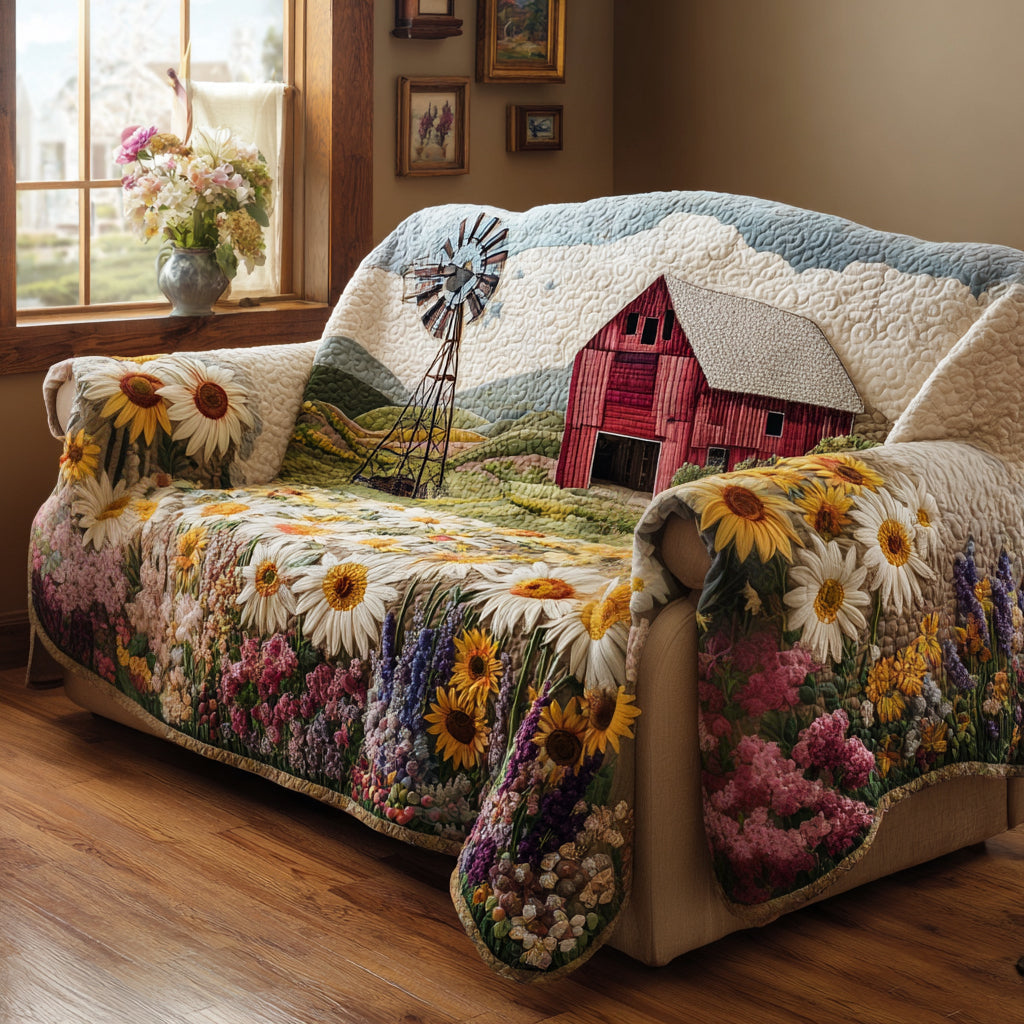 Cottage Daisy Quilted Sofa Cover Beautiful Sofa Covers Gifts For Daisy Lovers
