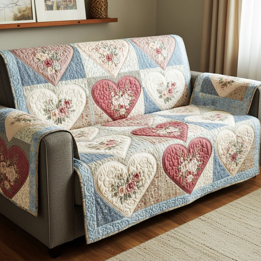 Cottage Heartscape Quilted Sofa Cover Sofa Protector Cover Mother In Law Valentine Day Gift