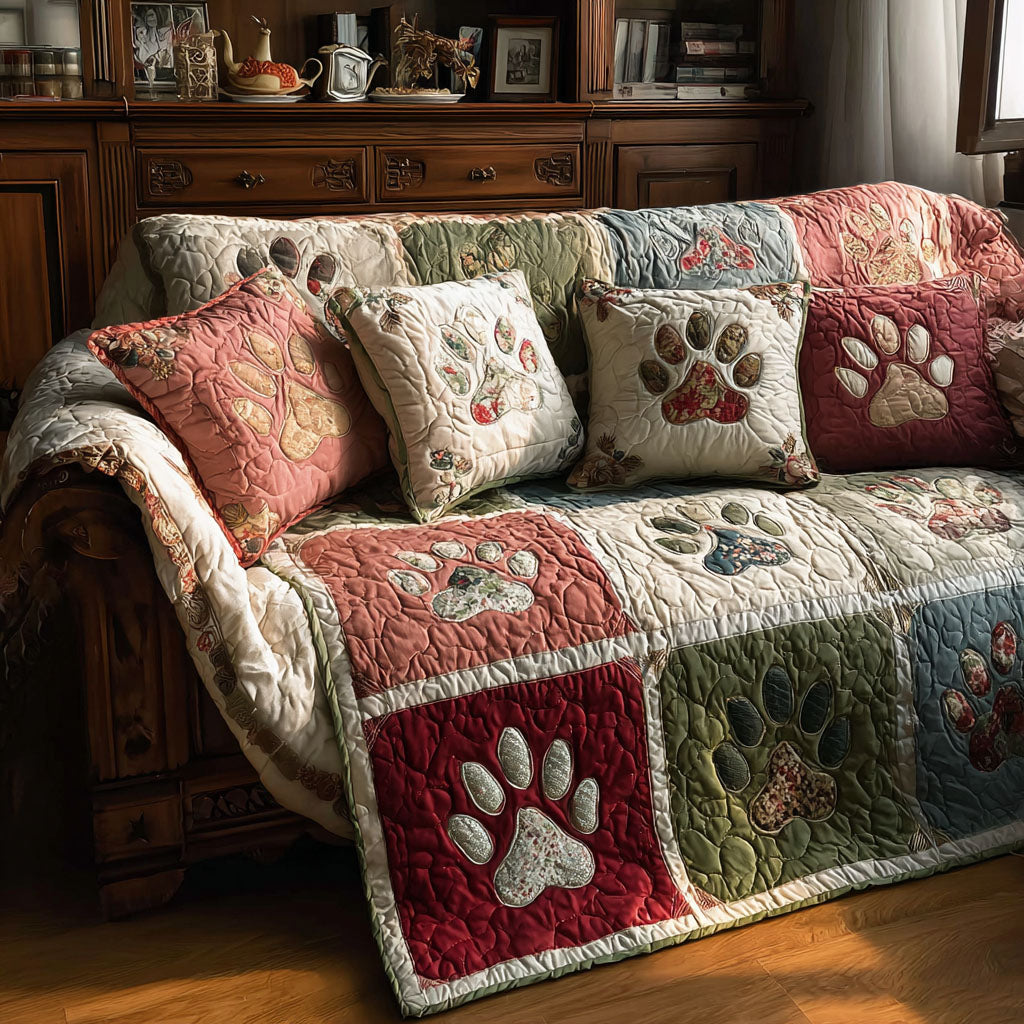 Cottage Paw Quilted Sofa Cover Sofa Protector Gift For Dog Lovers Owners