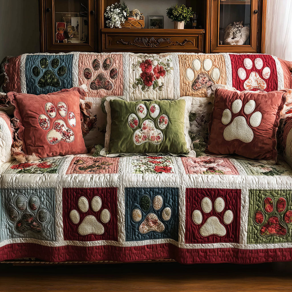 Cottage Rose Paws Quilted Sofa Cover Cool Sofa Slipcovers Dog Dad Fathers Day Gifts