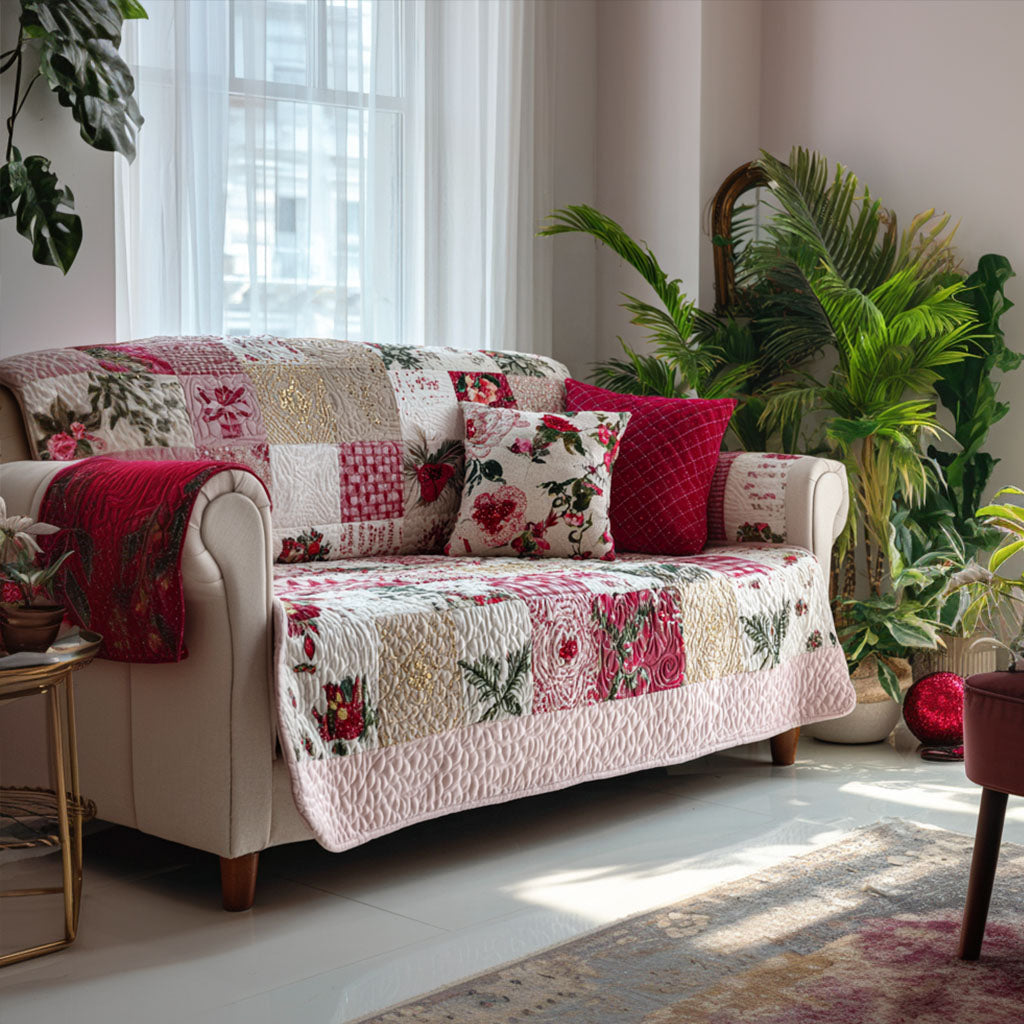 Country Bloom Haven Quilted Sofa Cover Living Room Decoration Nice Family Christmas Gifts