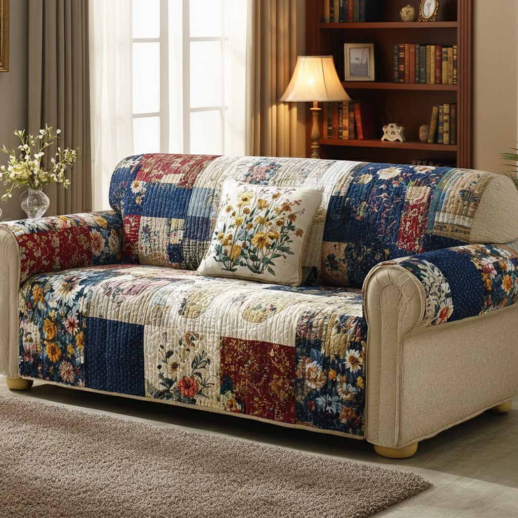 Country Garden Quilted Sofa Cover Sofa Cover For Couch Mothers Day Present Ideas
