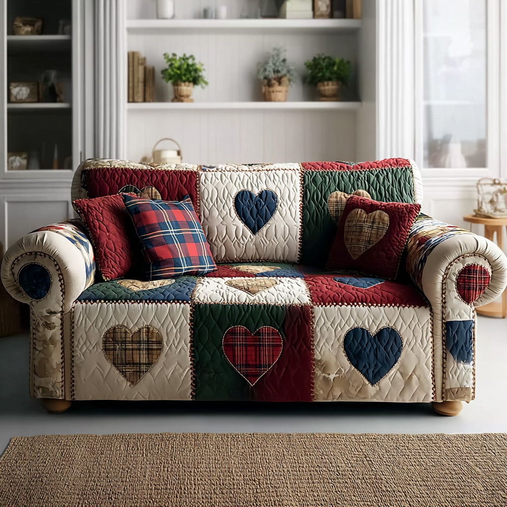 Country Heart Comfort Quilted Sofa Cover Couch And Sofa Covers Valentine Day Gifts For Grandma