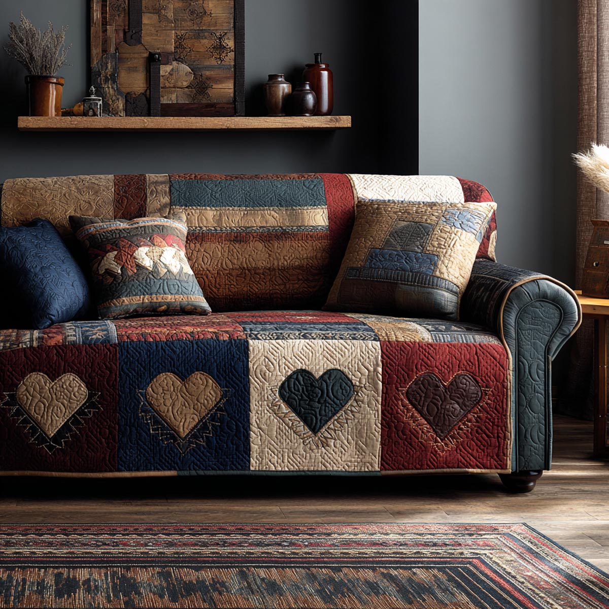 Country Hearts Quilted Sofa Cover The Best Couch Covers Corporate Valentine Day Gifts