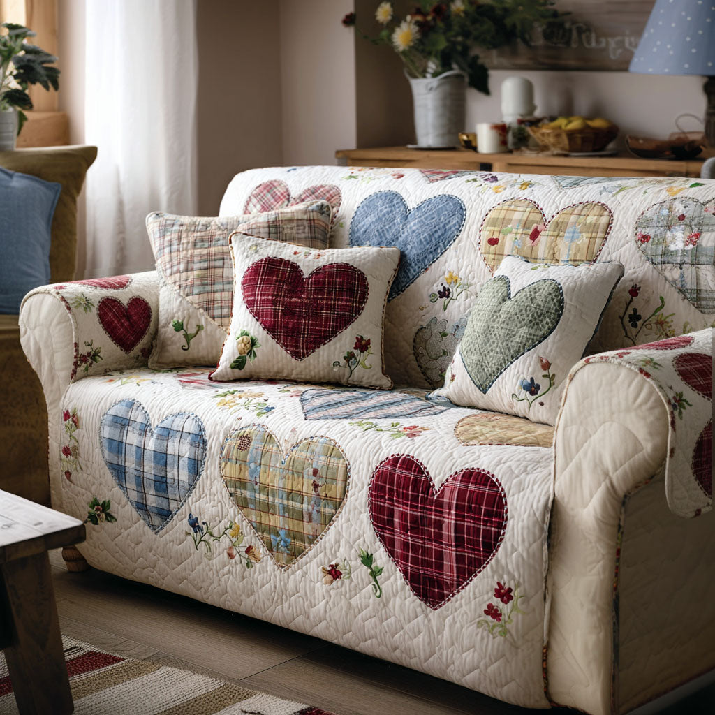 Country Love Quilted Sofa Cover Furniture Slipcovers For Sofas Unique Gifts For Couples