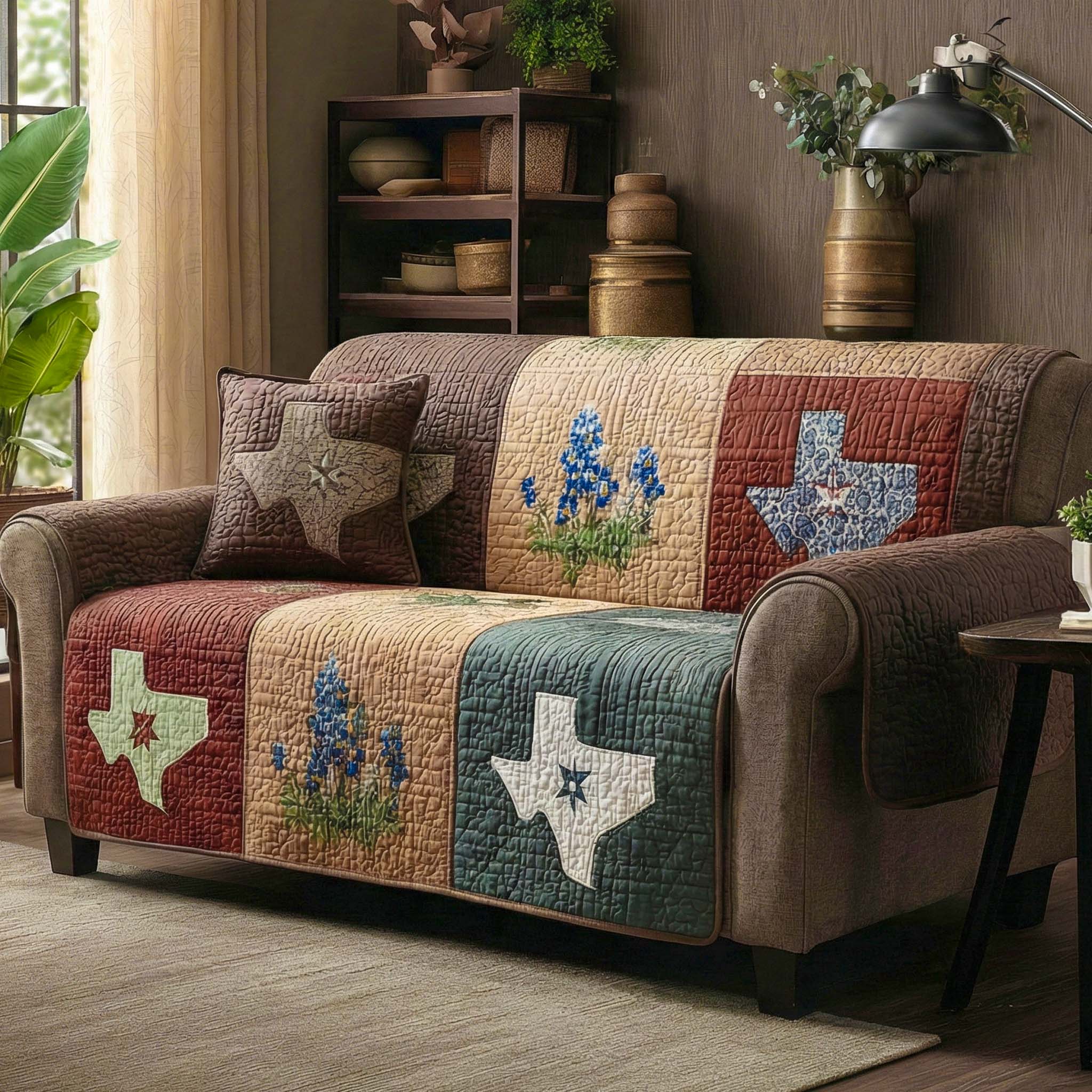 Country Patch Quilted Sofa Cover Furniture Protectors For Sofas Best Gifts From Texas
